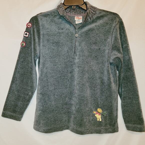 The Disney Store Winnie the Pooh Grey Quarter Zip Fleece Sweatshirt Size Small - Picture 1 of 5